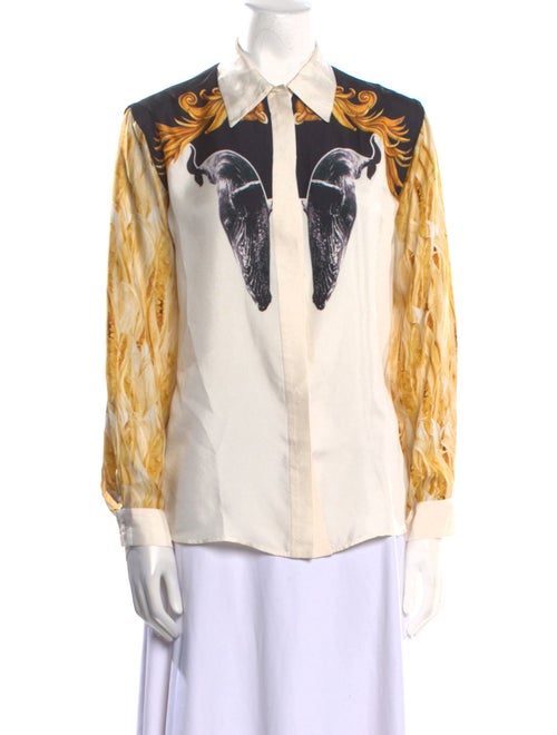 Francesco Scognamiglio Leather Graphic Print Button-Up Top
