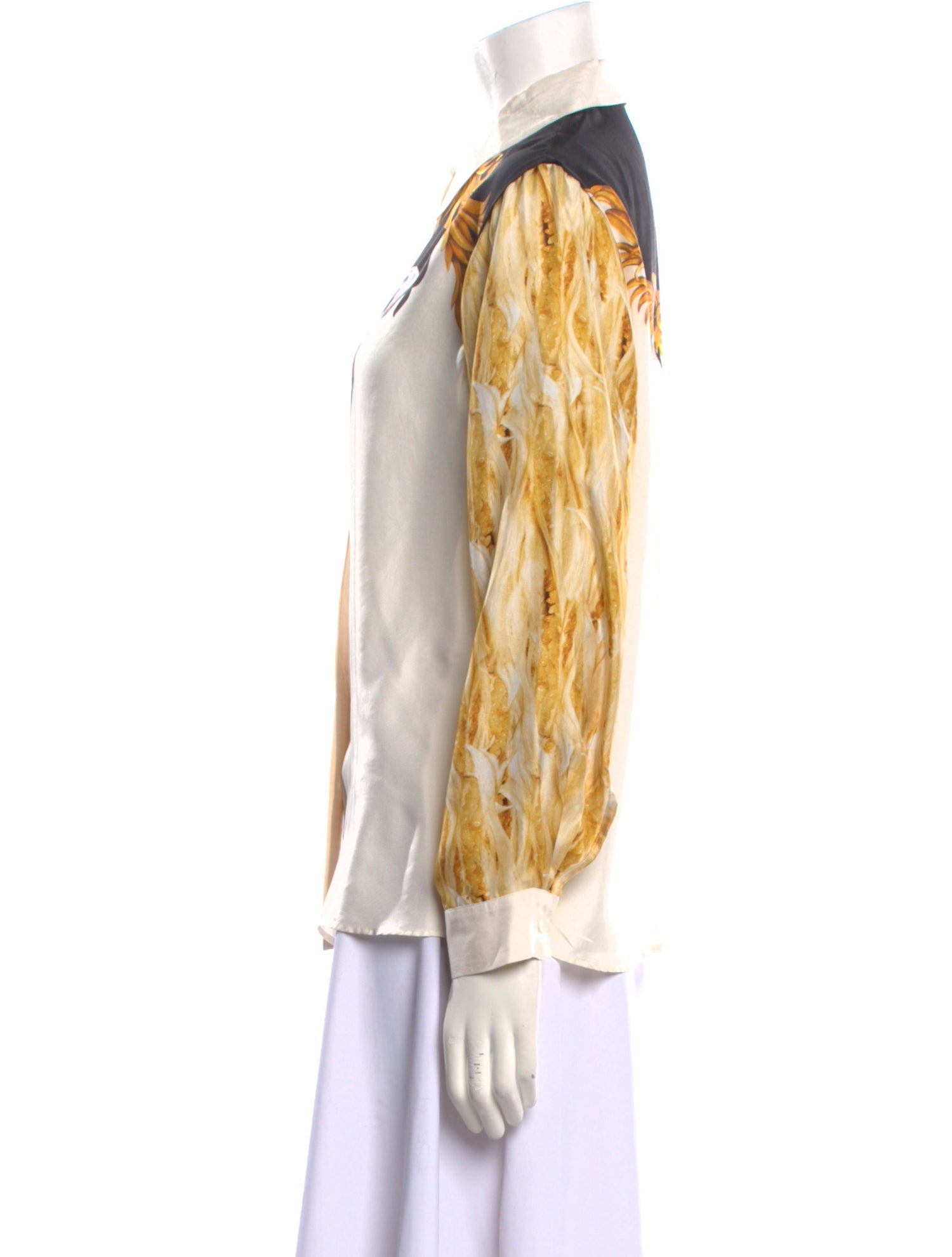 Francesco Scognamiglio Leather Graphic Print Button-Up Top