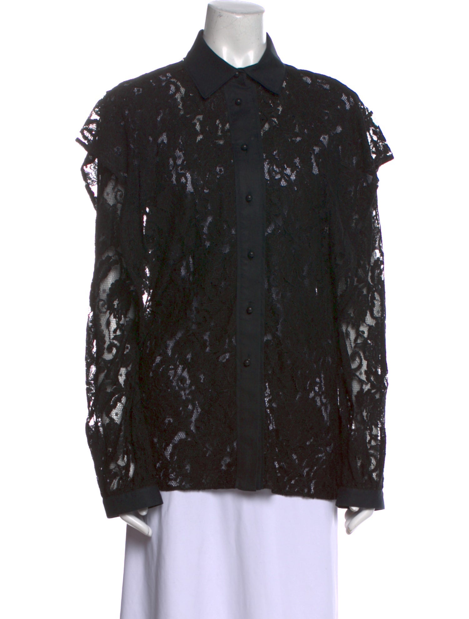 Francesco Scognamiglio Lace Pattern Long Sleeve Button-Up Top