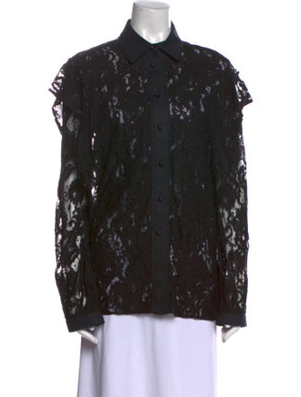 Francesco Scognamiglio Lace Pattern Long Sleeve Button-Up Top