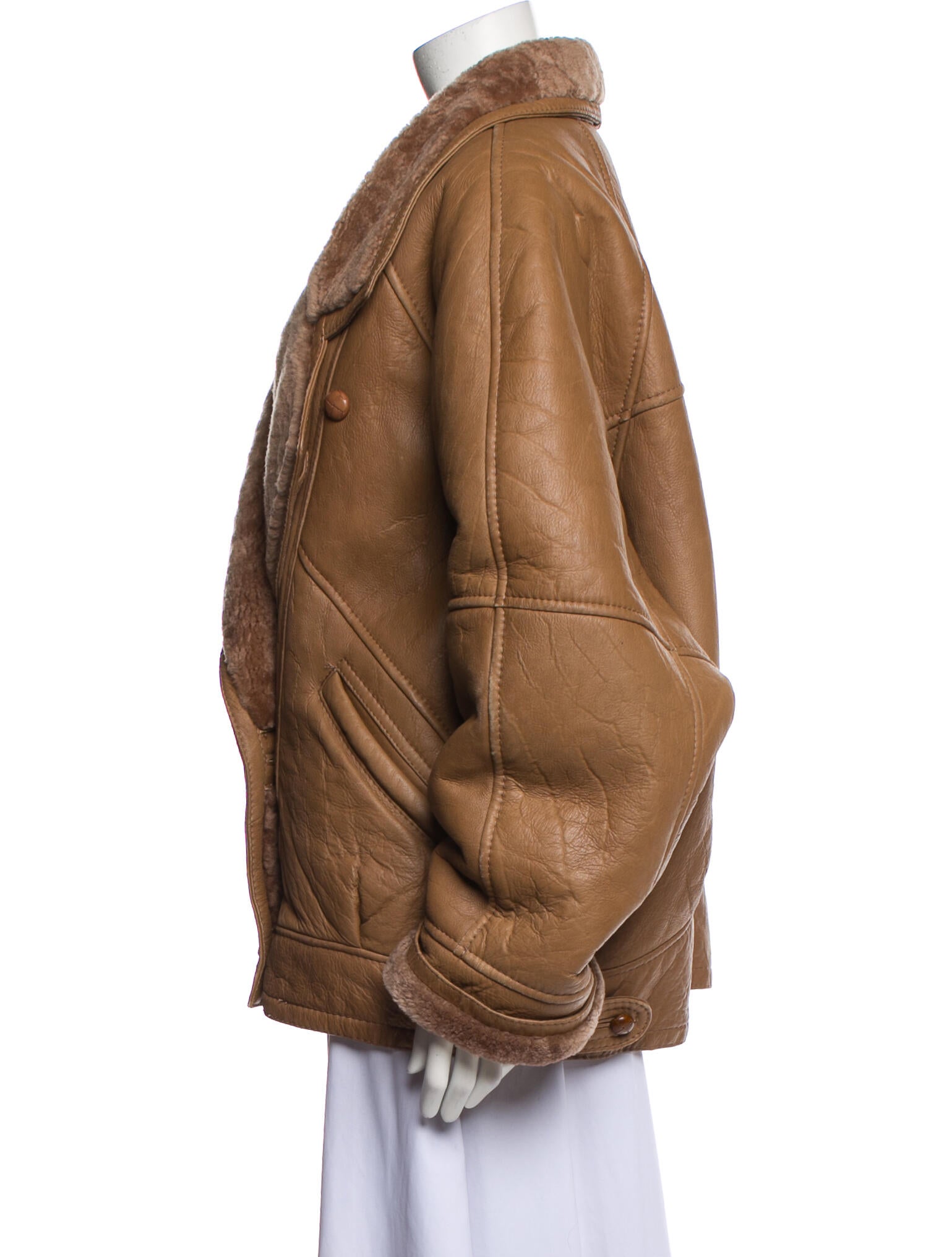 Vintage - Unbranded Vintage Leather Peacoat