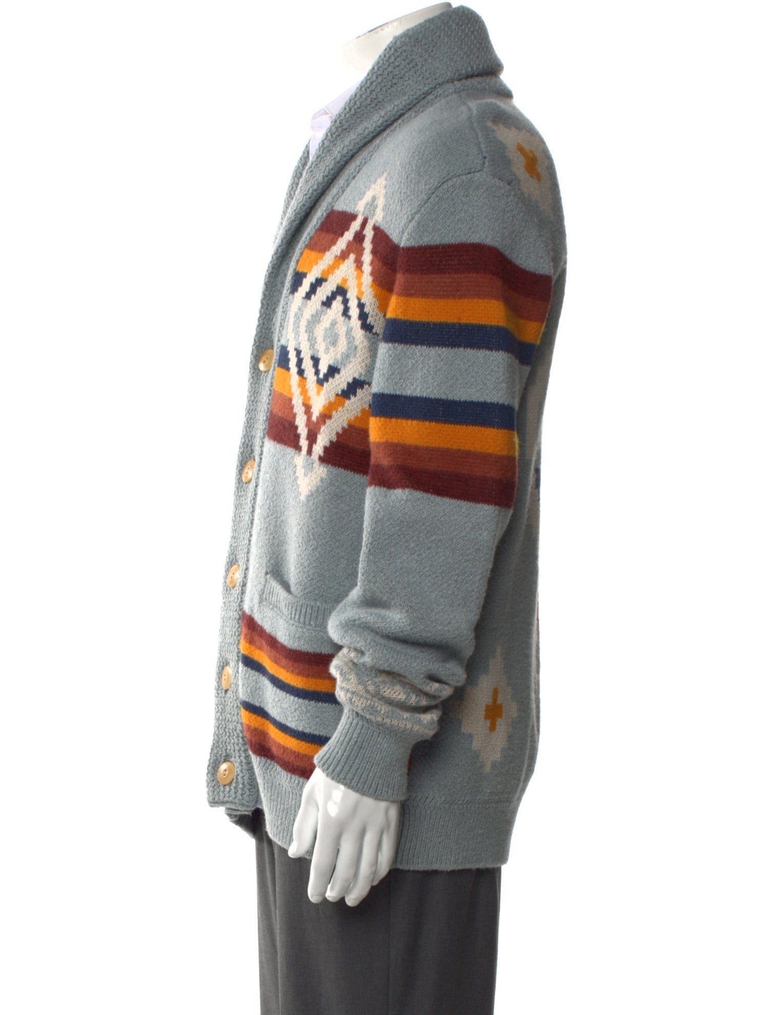 Faherty Striped V-Neck Cardigan