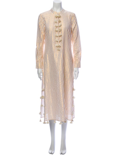 Figue Striped Midi Length Dress Gold