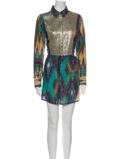 Figue Silk Mini Dress Green