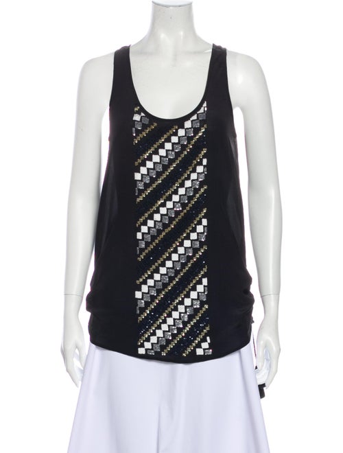 Figue Silk Striped Top Black