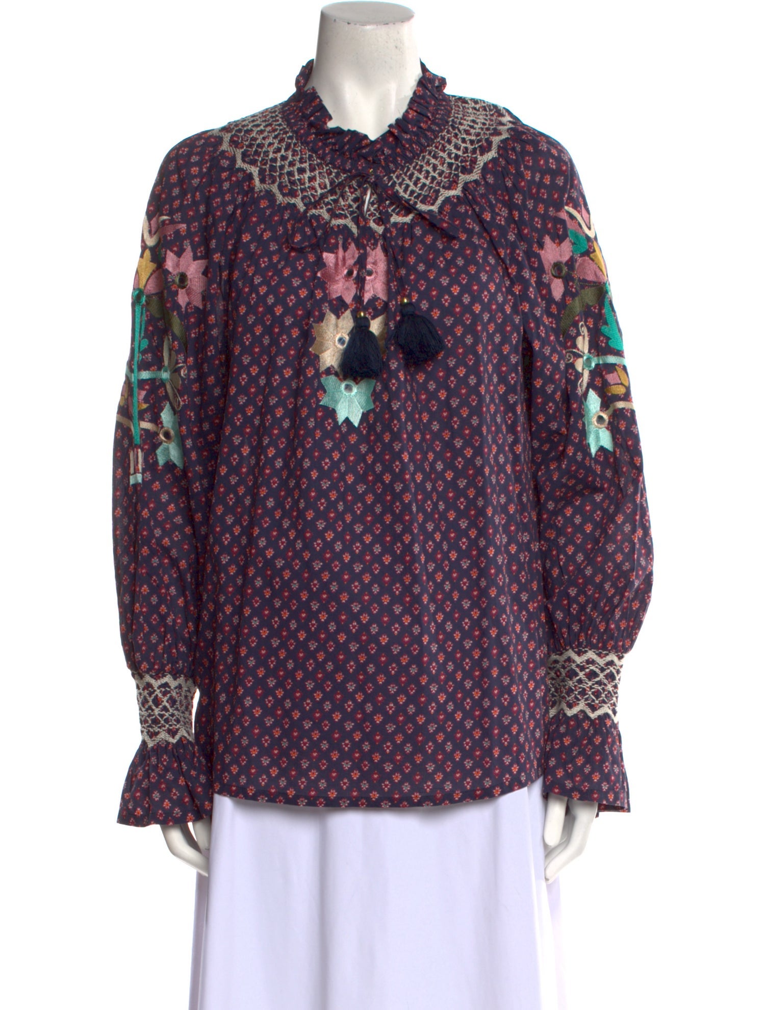 Figue Printed Tie Neck Blouse