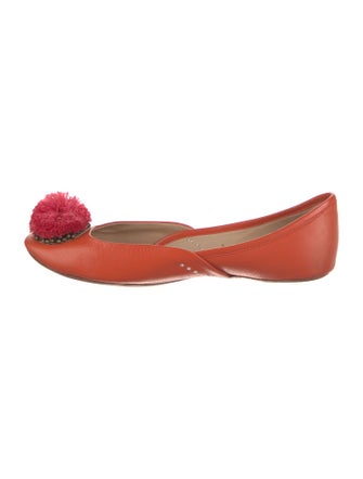 Figue Leather Pom-Pom Embellishments Ballet Flats