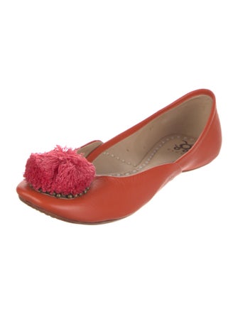 Figue Leather Pom-Pom Embellishments Ballet Flats