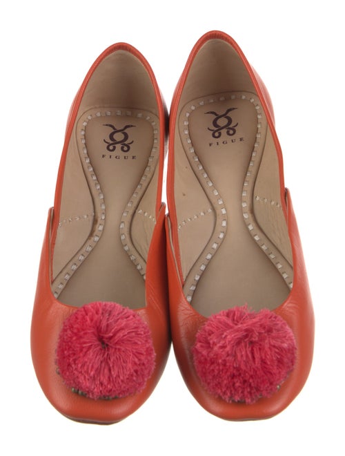Figue Leather Pom-Pom Embellishments Ballet Flats
