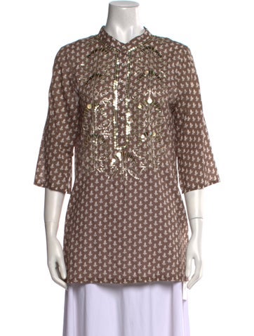 Figue Tops Printed Mock Neck Tunic S