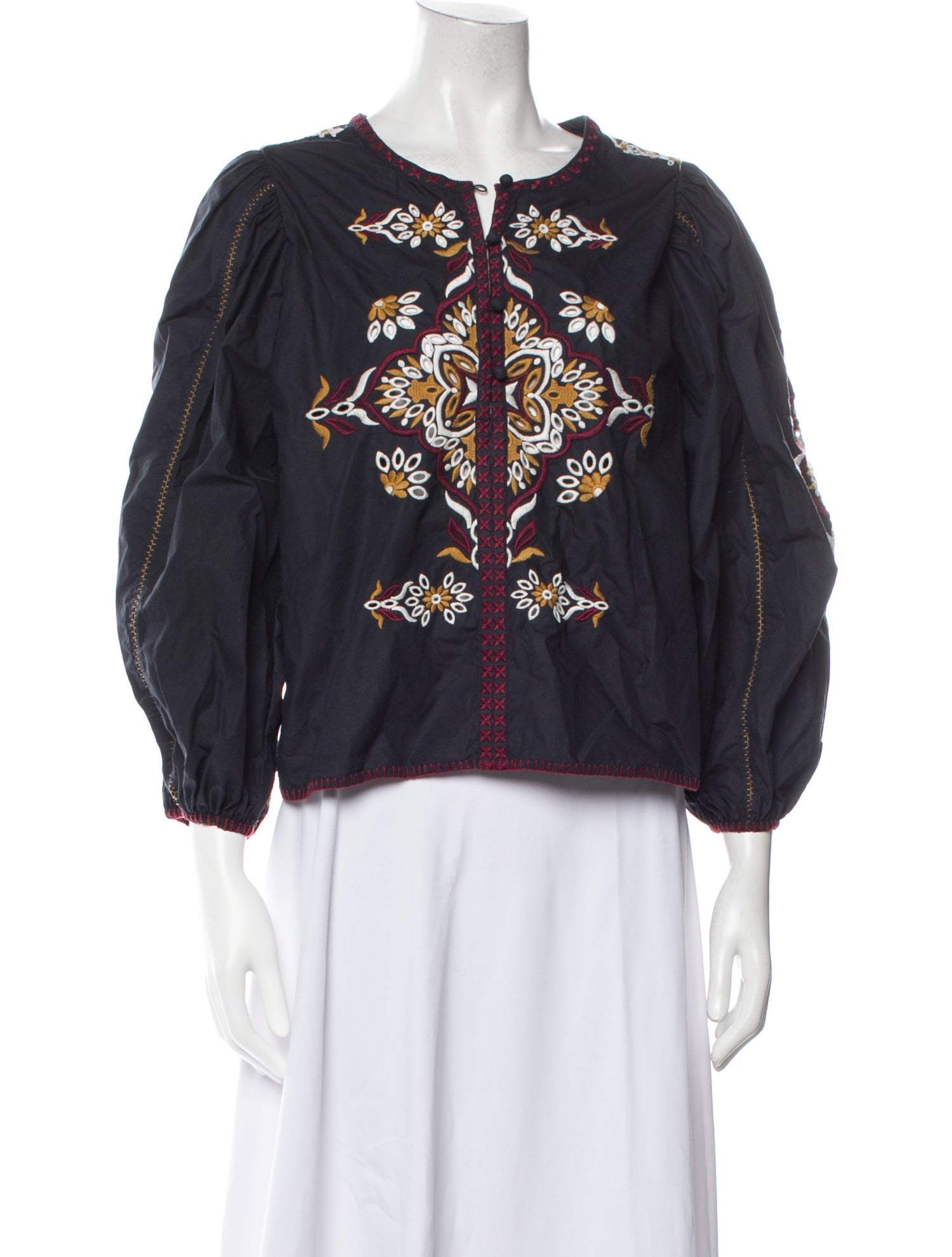 Figue Patterned Crew Neck Blouse