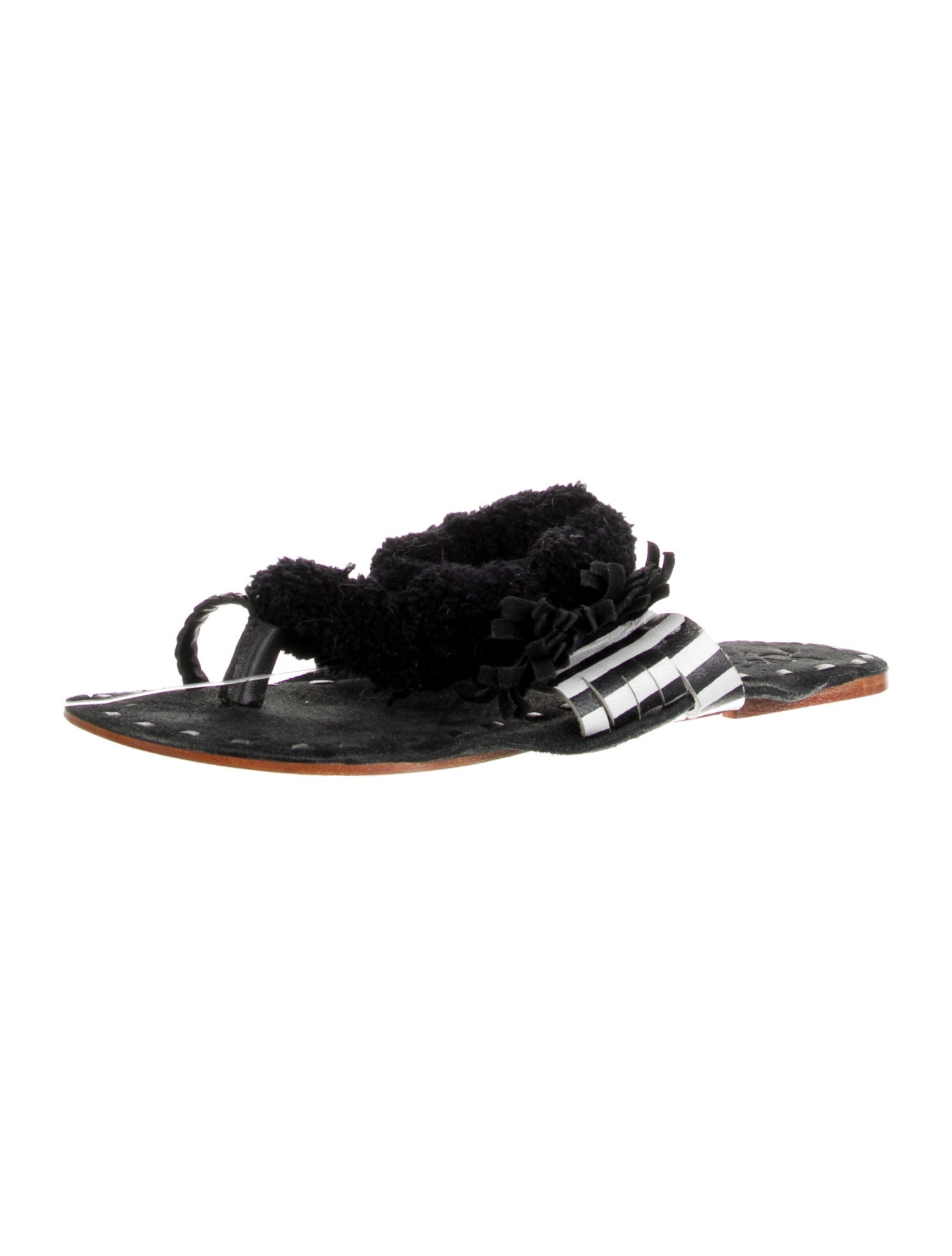 Figue Shearling Fringe Trim Accent Slides