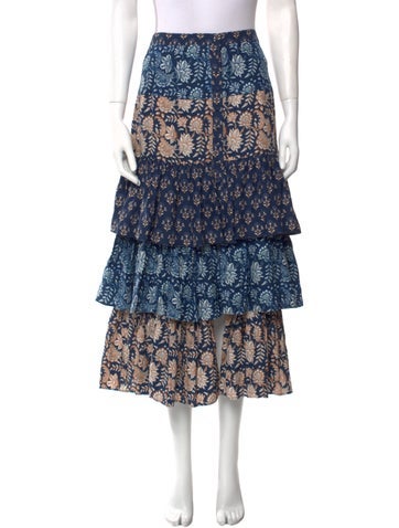 Figue Skirts Floral Print Midi Length Skirt M