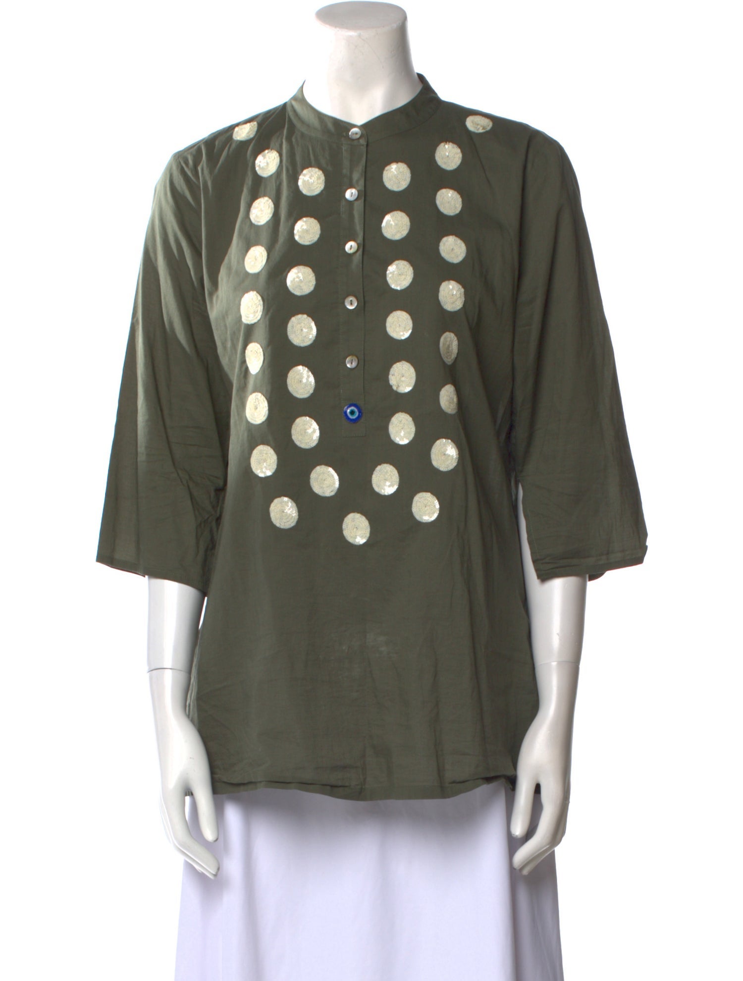 Figue Polka Dot Print Crew Neck Polo