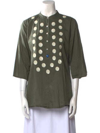 Figue Polka Dot Print Crew Neck Polo