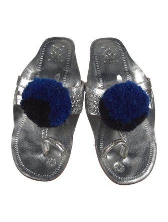 Figue Leather Pom-Pom Embellishments Slides
