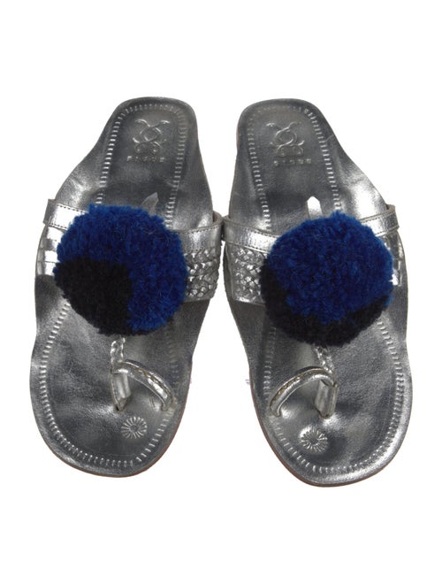 Figue Leather Pom-Pom Embellishments Slides