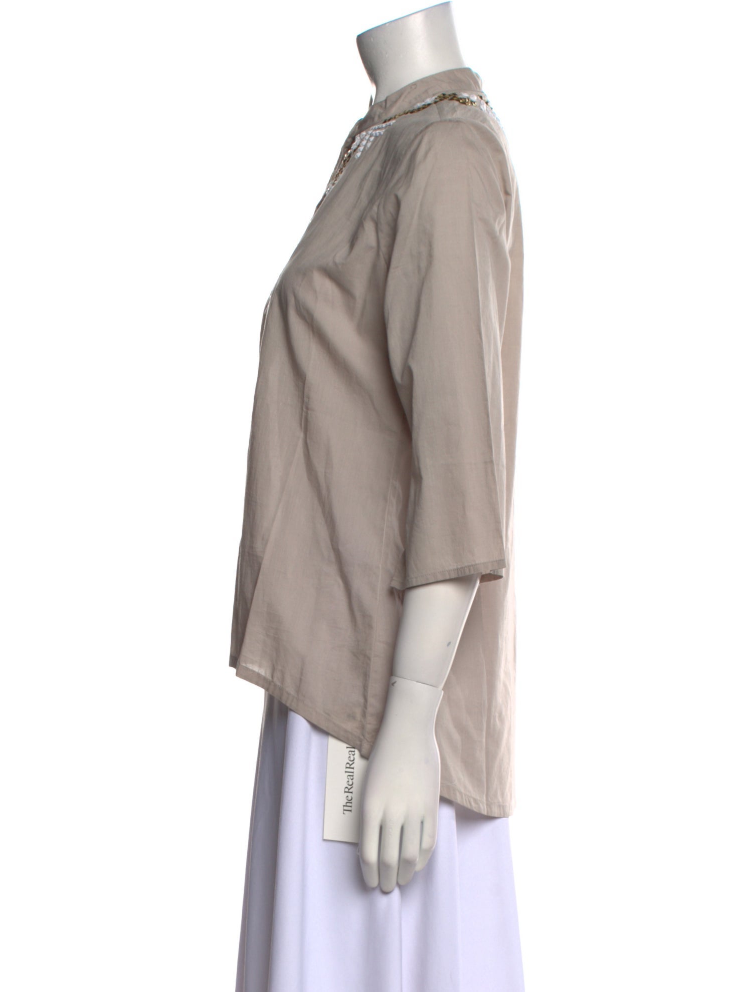 Figue Crew Neck Three-Quarter Sleeve Blouse