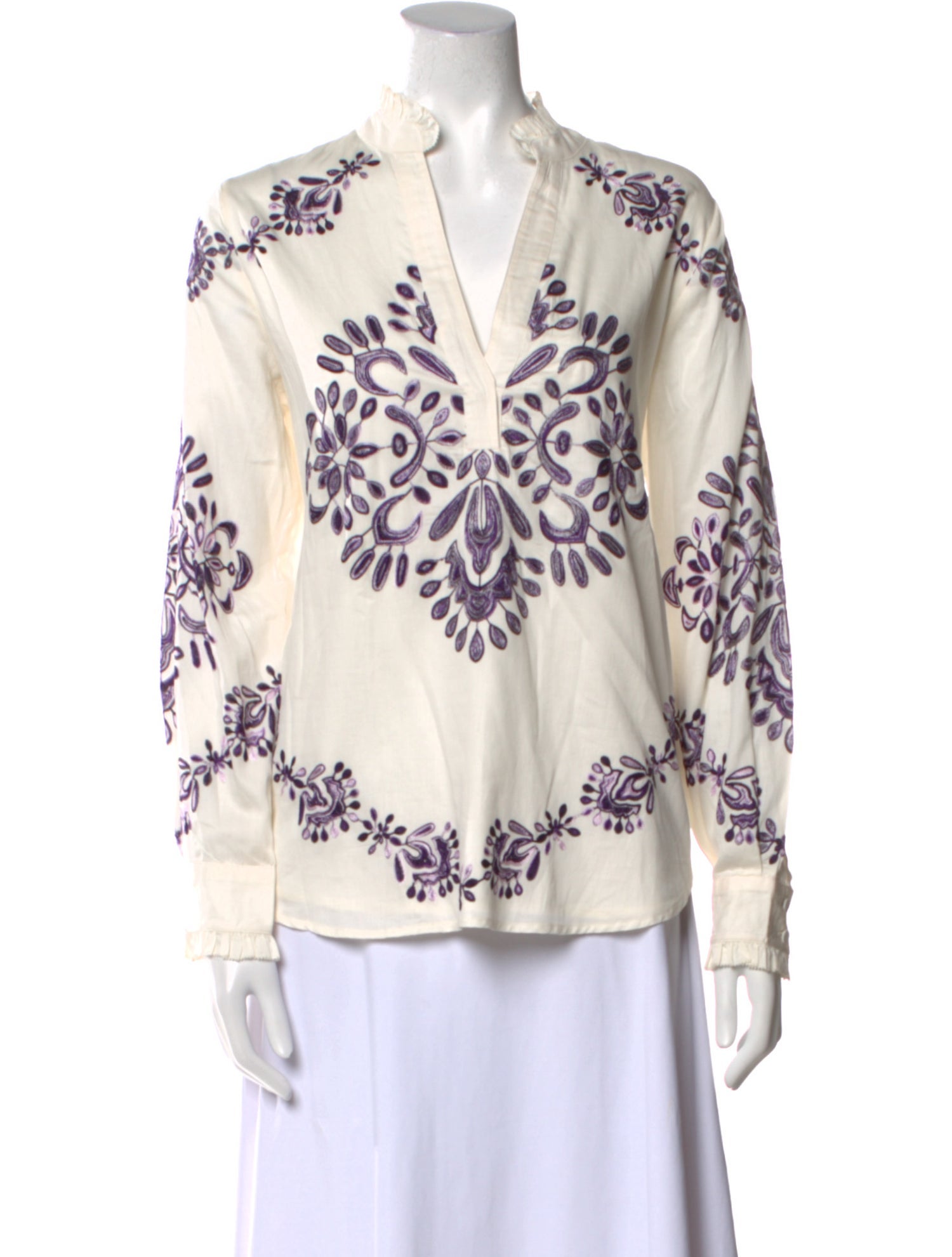 Figue Printed V-Neck Blouse w/ Tags