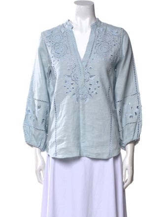 Figue Linen Lace Pattern Blouse