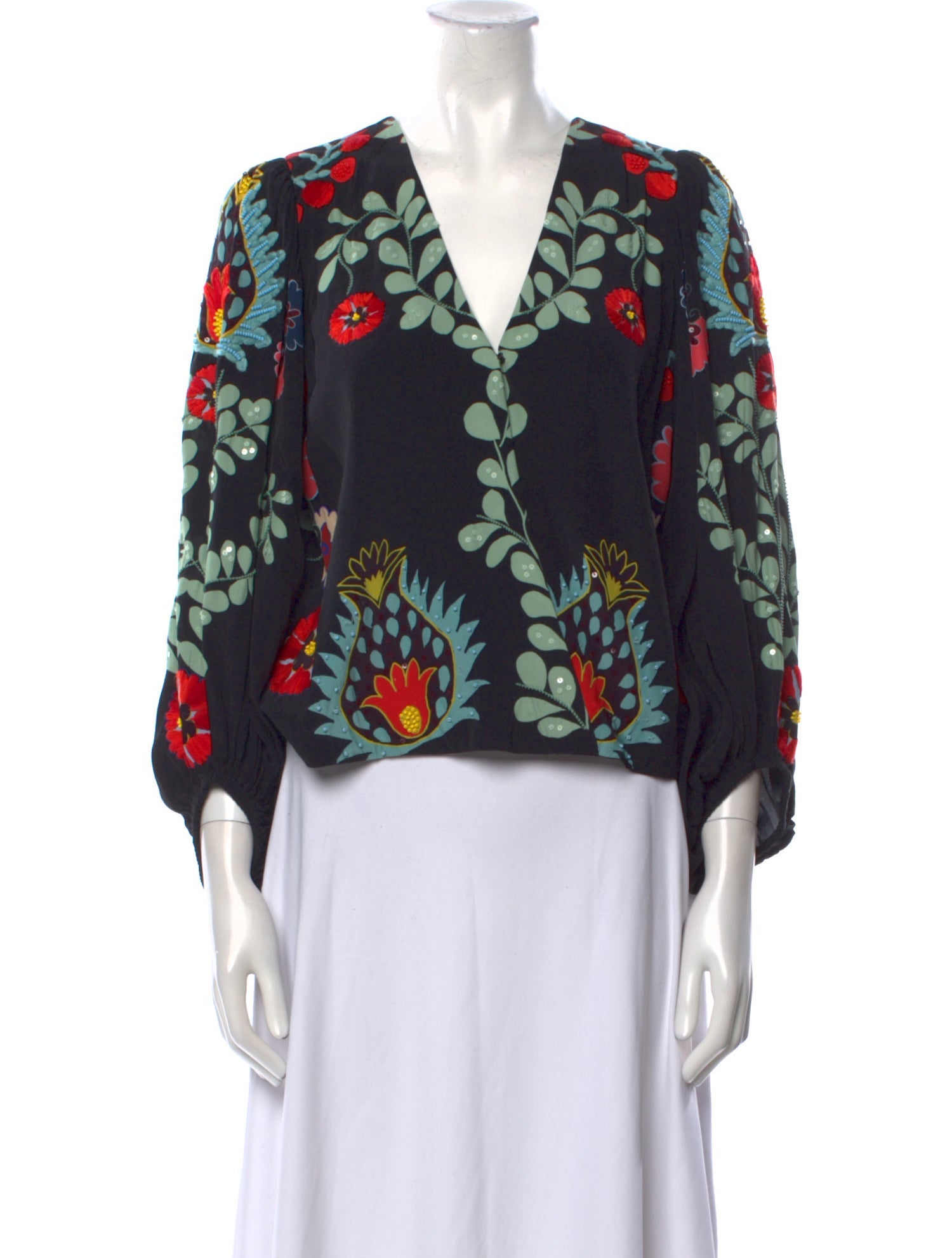 Figue Floral Print V-Neck Blouse