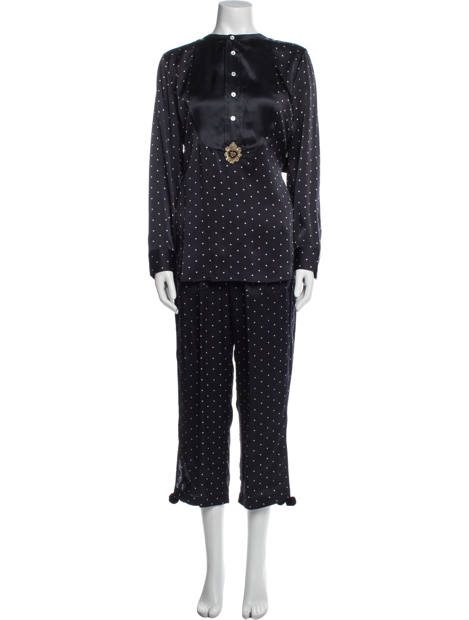 Figue Silk Polka Dot Print Pant Set