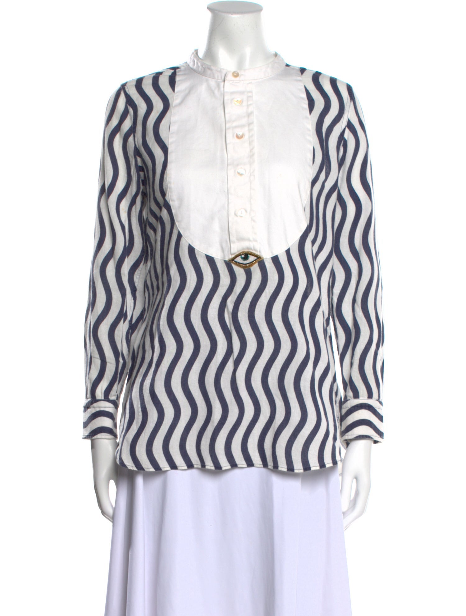 Figue Striped Mock Neck Blouse