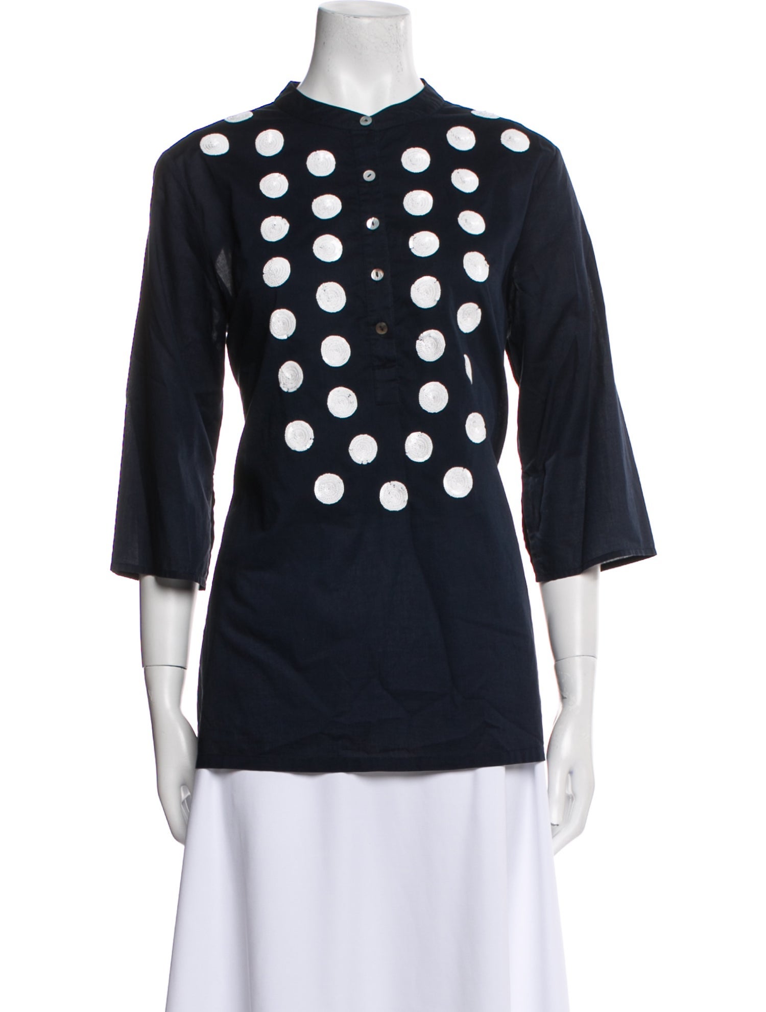 Figue Polka Dot Print Mock Neck Blouse