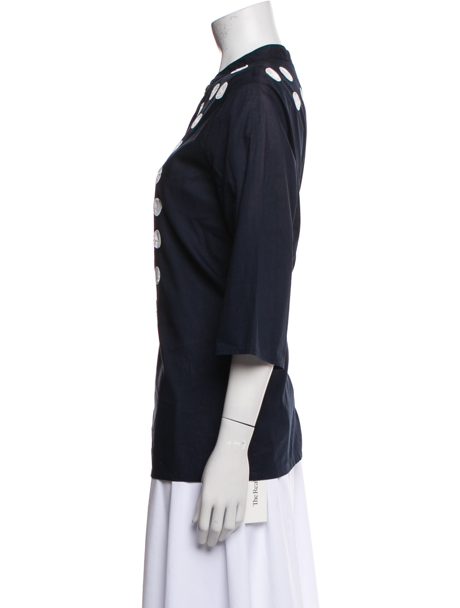 Figue Polka Dot Print Mock Neck Blouse