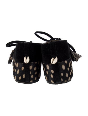 Figue Ponyhair Polka Dot Print Moccasins
