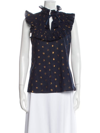 Figue Printed Mock Neck Blouse