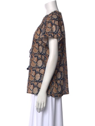 Figue Floral Print Crew Neck Blouse