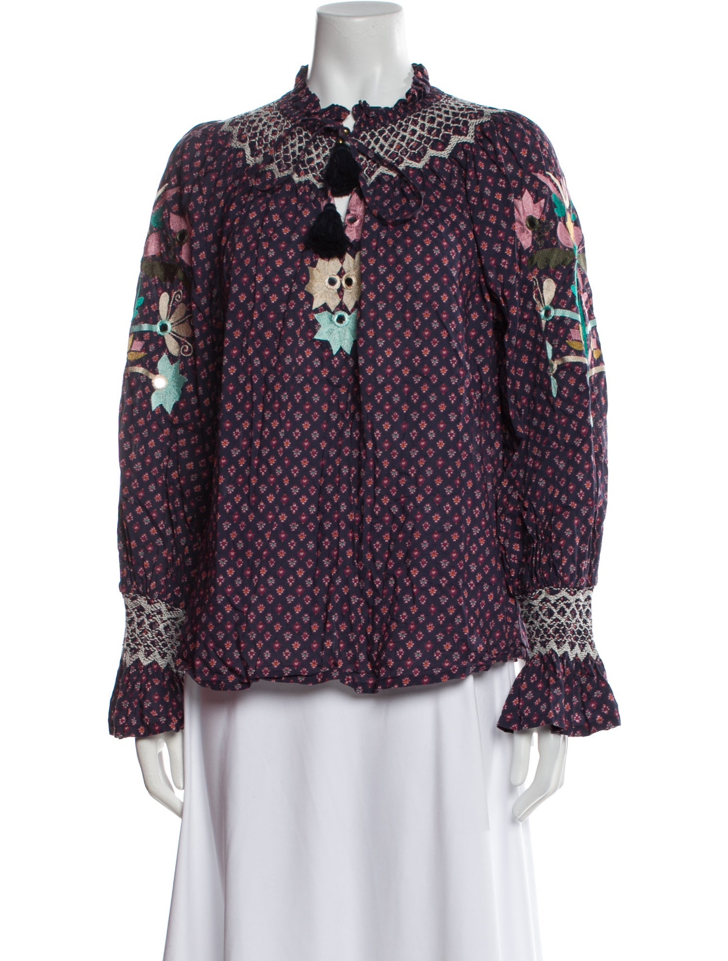 Figue Printed Mock Neck Blouse