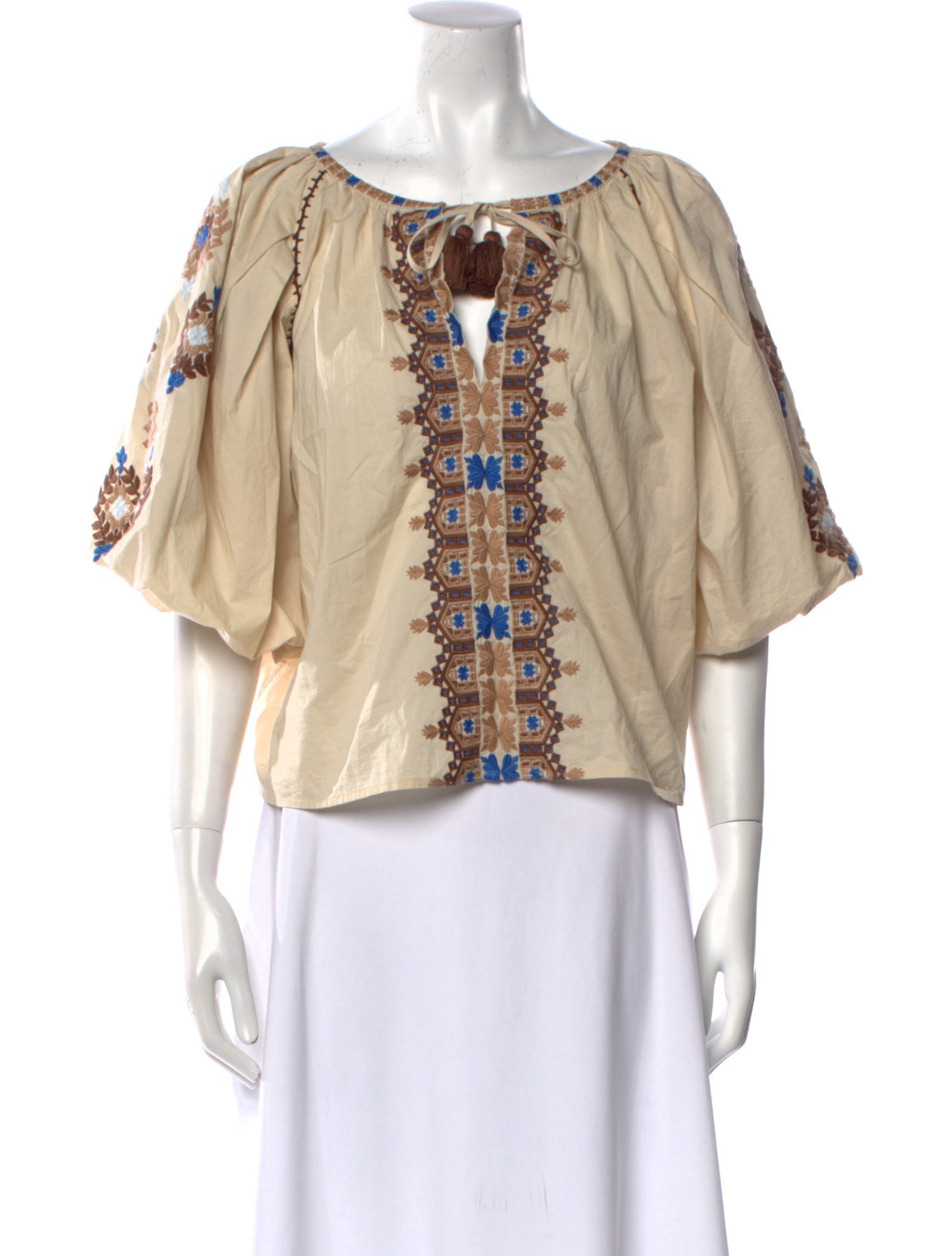 Figue Scoop Neck Three-Quarter Sleeve Blouse