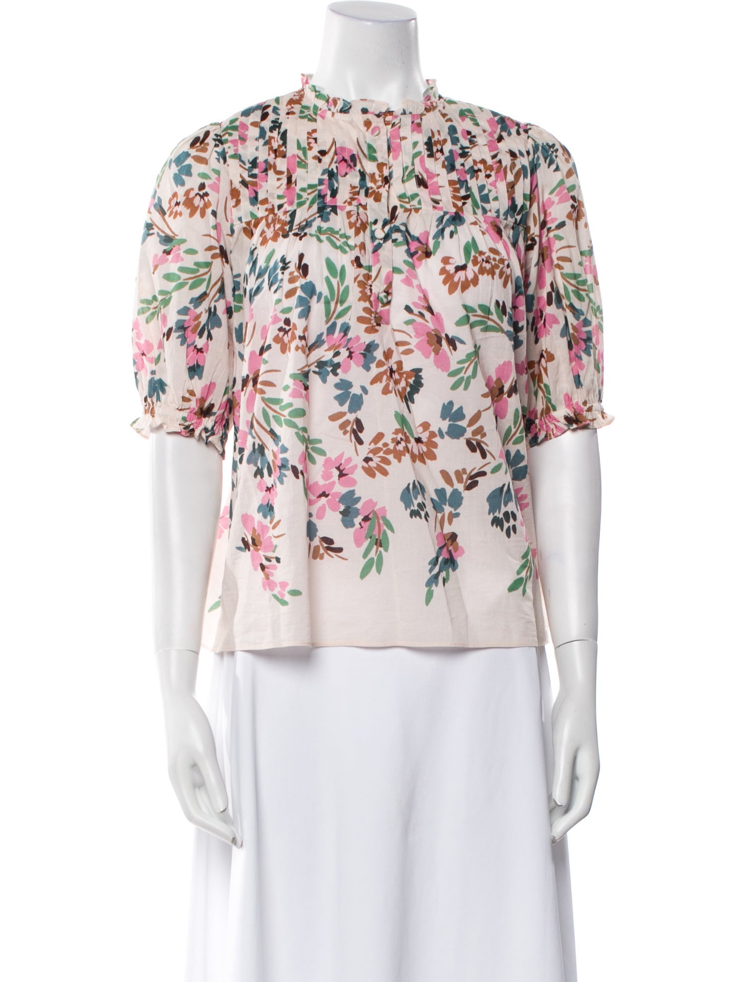 Figue Floral Print Mock Neck Blouse w/ Tags