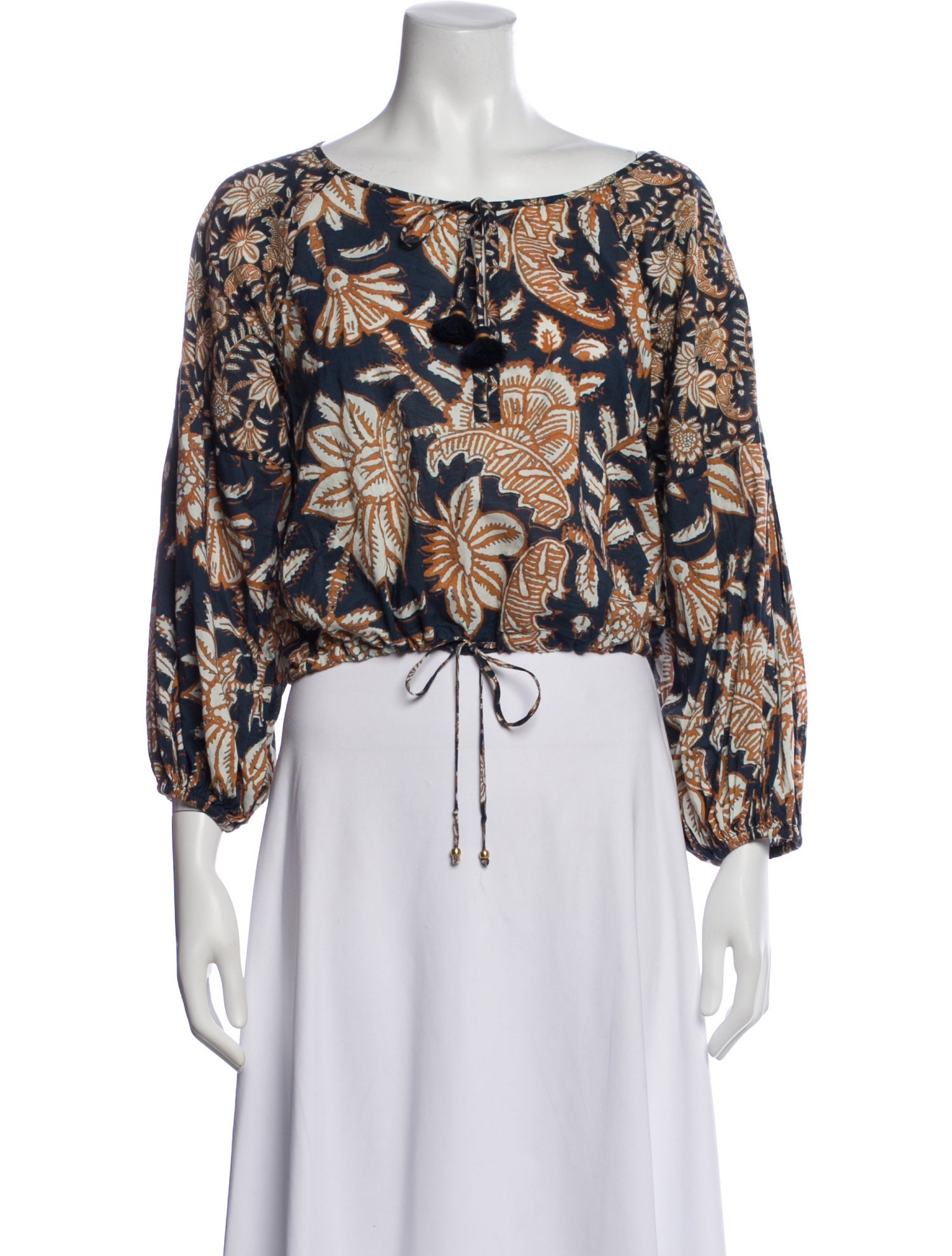 Figue Floral Print Scoop Neck Blouse