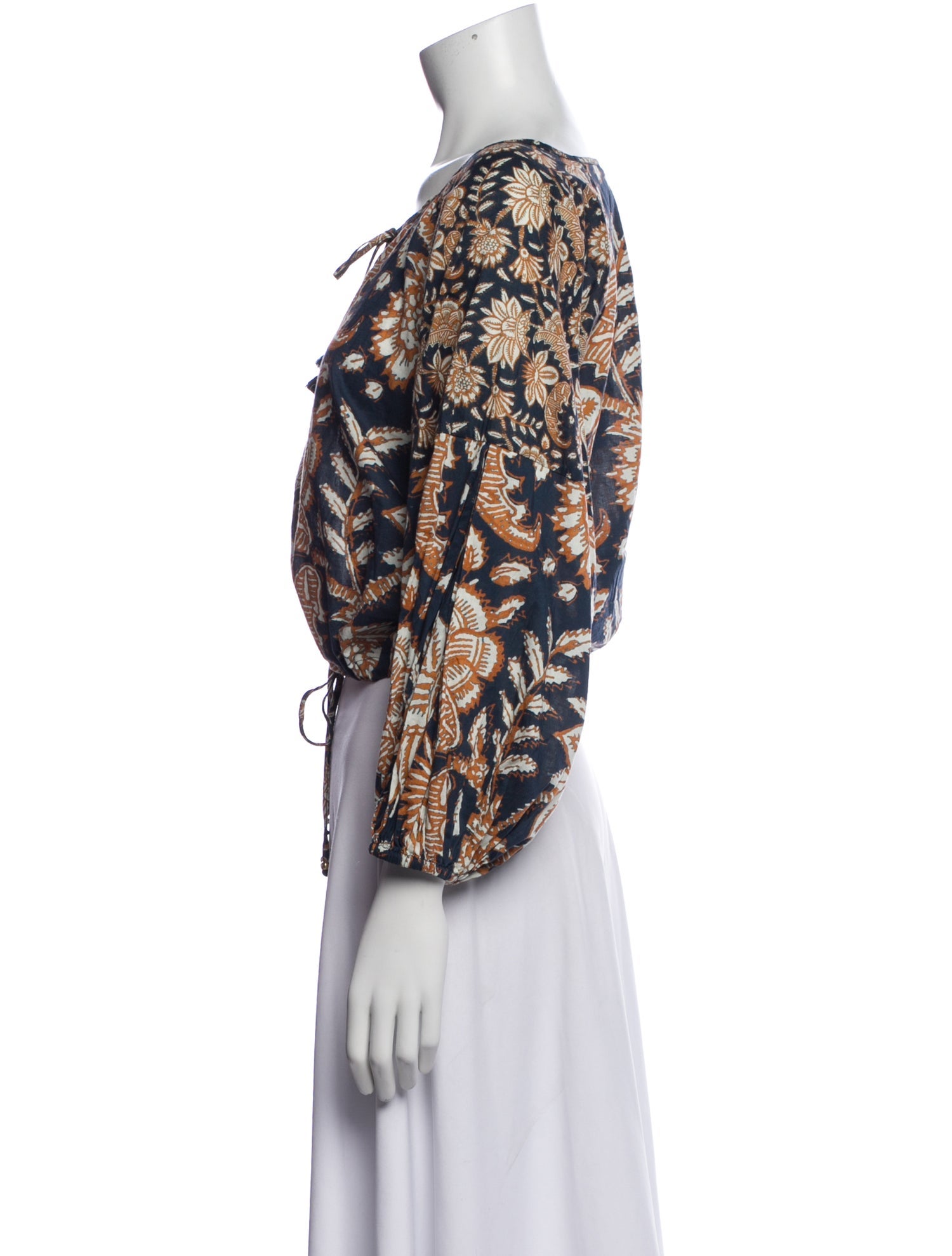 Figue Floral Print Scoop Neck Blouse