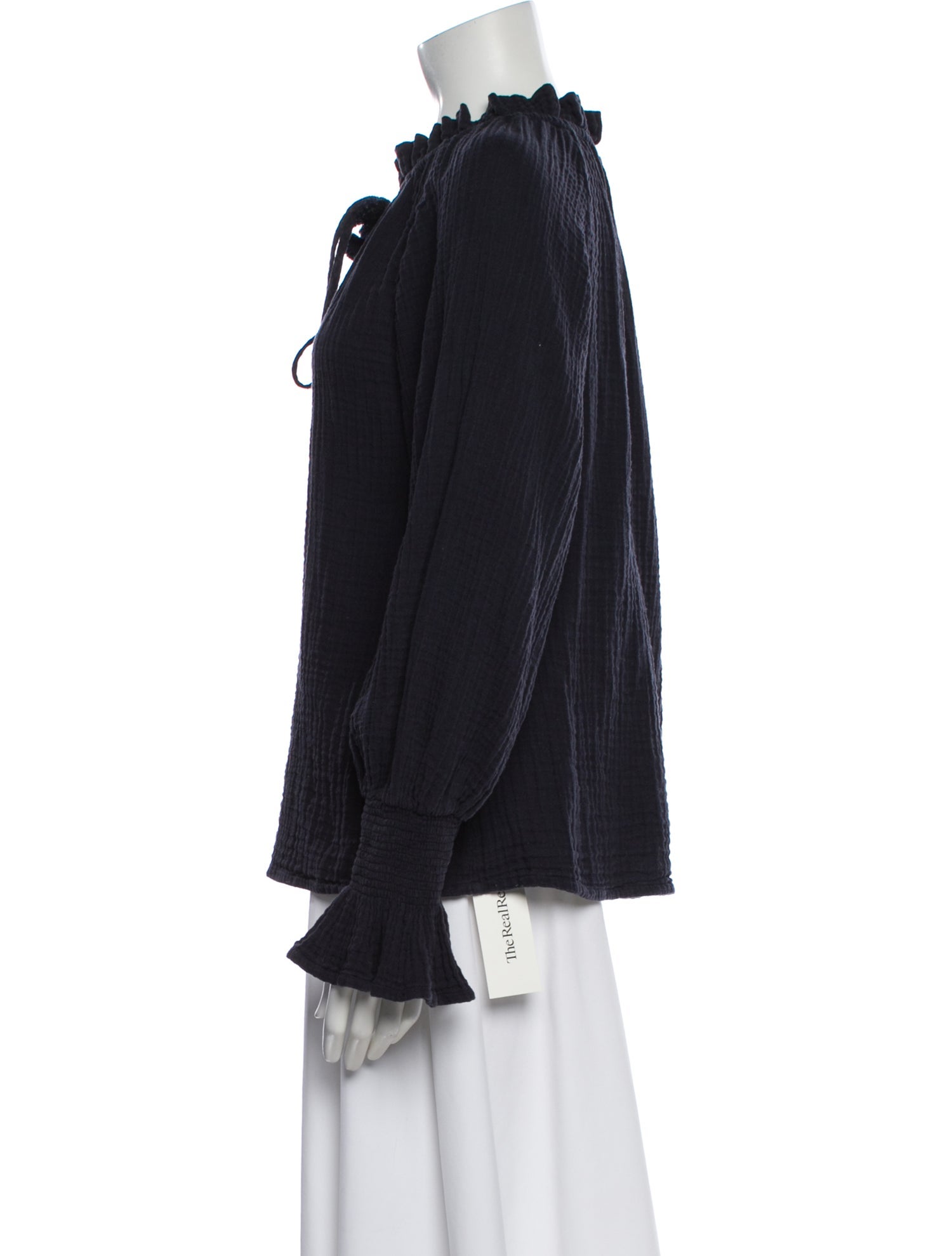 Figue Tie Neck Long Sleeve Blouse