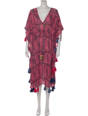 Pre-owned Figue Paisley Print Midi Length Dress In Pink