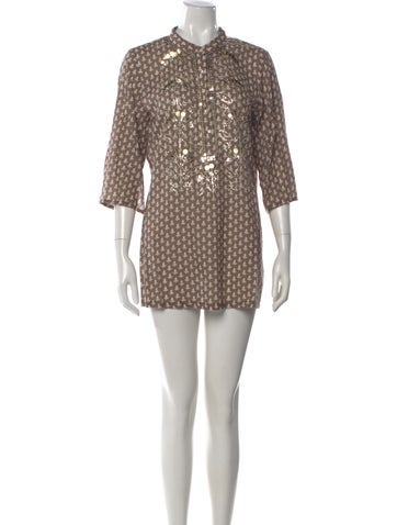 Pre-owned Figue Printed Mini Dress In Neutral