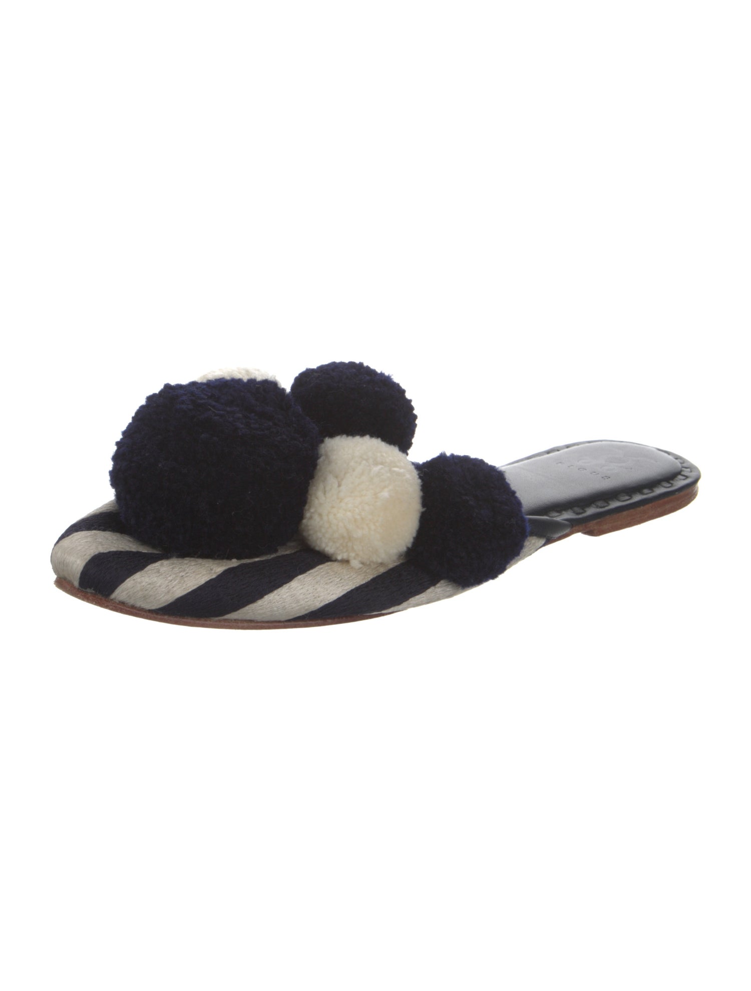 Figure Printed Pom-Pom Embellishments Mules