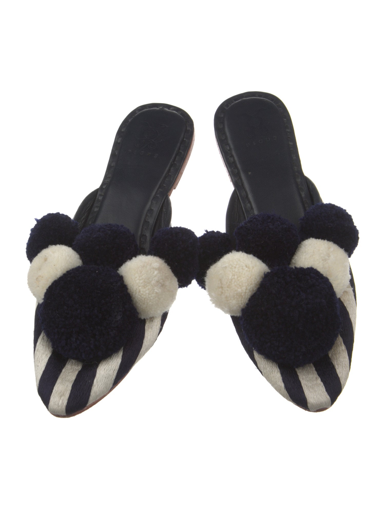 Figure Printed Pom-Pom Embellishments Mules