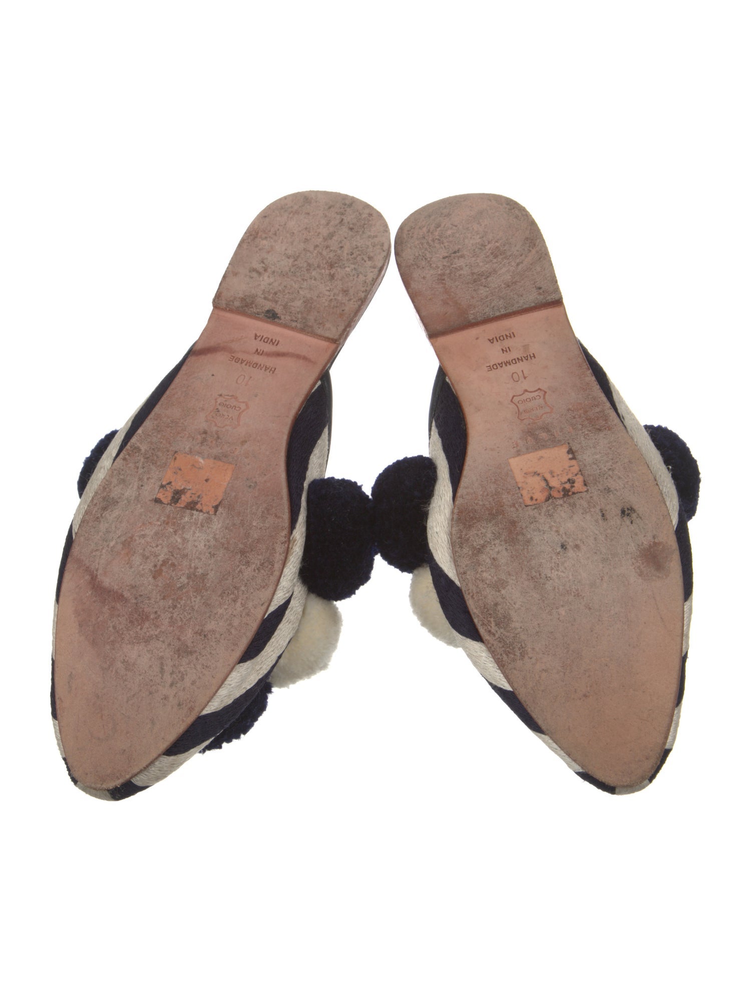 Figure Printed Pom-Pom Embellishments Mules