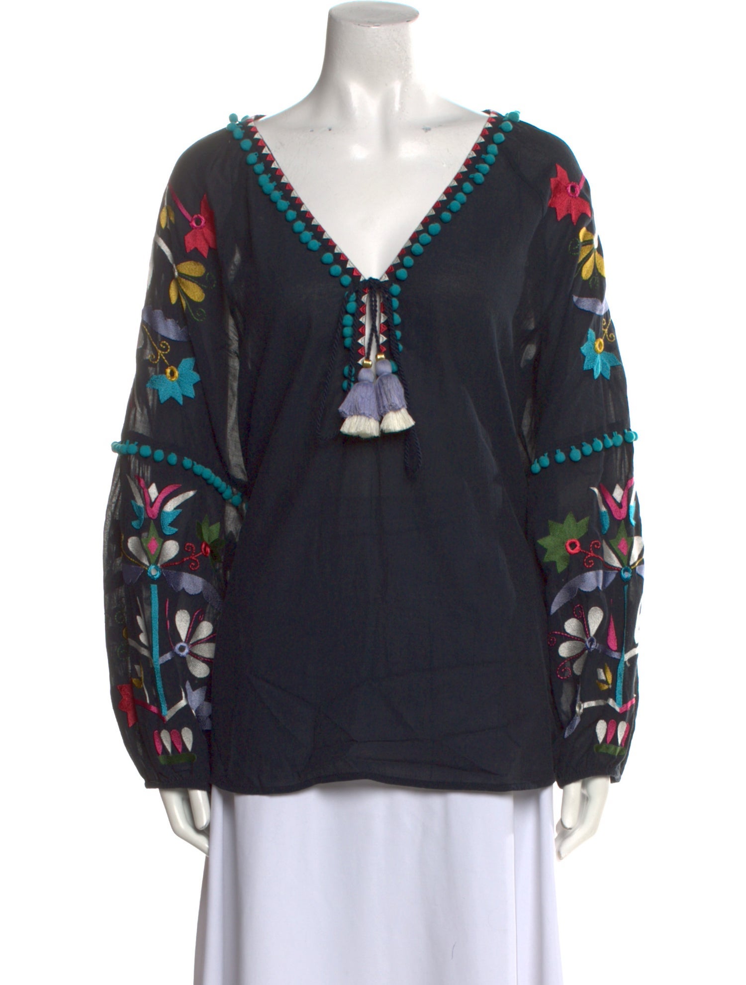 Figure Printed V-Neck Blouse