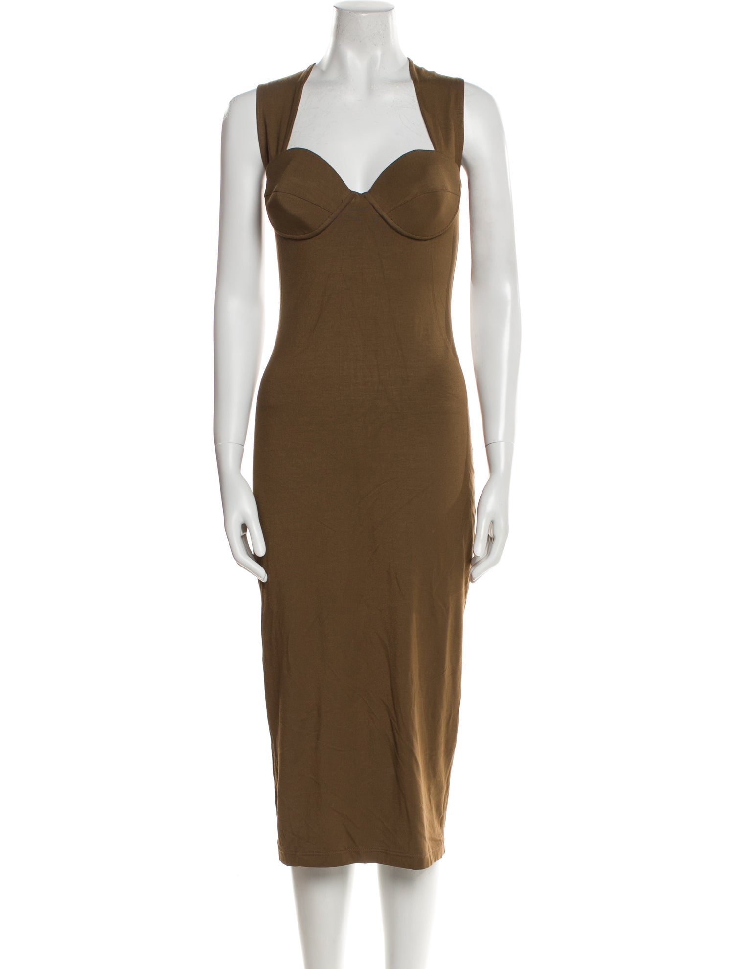 Figure Square Neckline Midi Length Dress