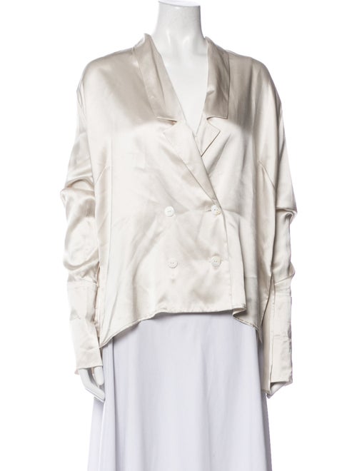 Fiorla Silk V-Neck Button-Up Top