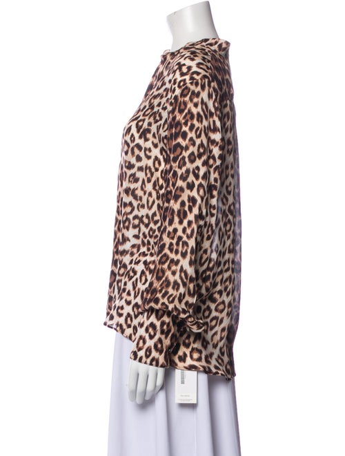Fiorla Silk Animal Print Button-Up Top