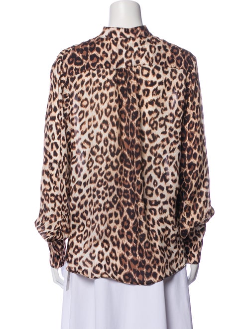 Fiorla Silk Animal Print Button-Up Top