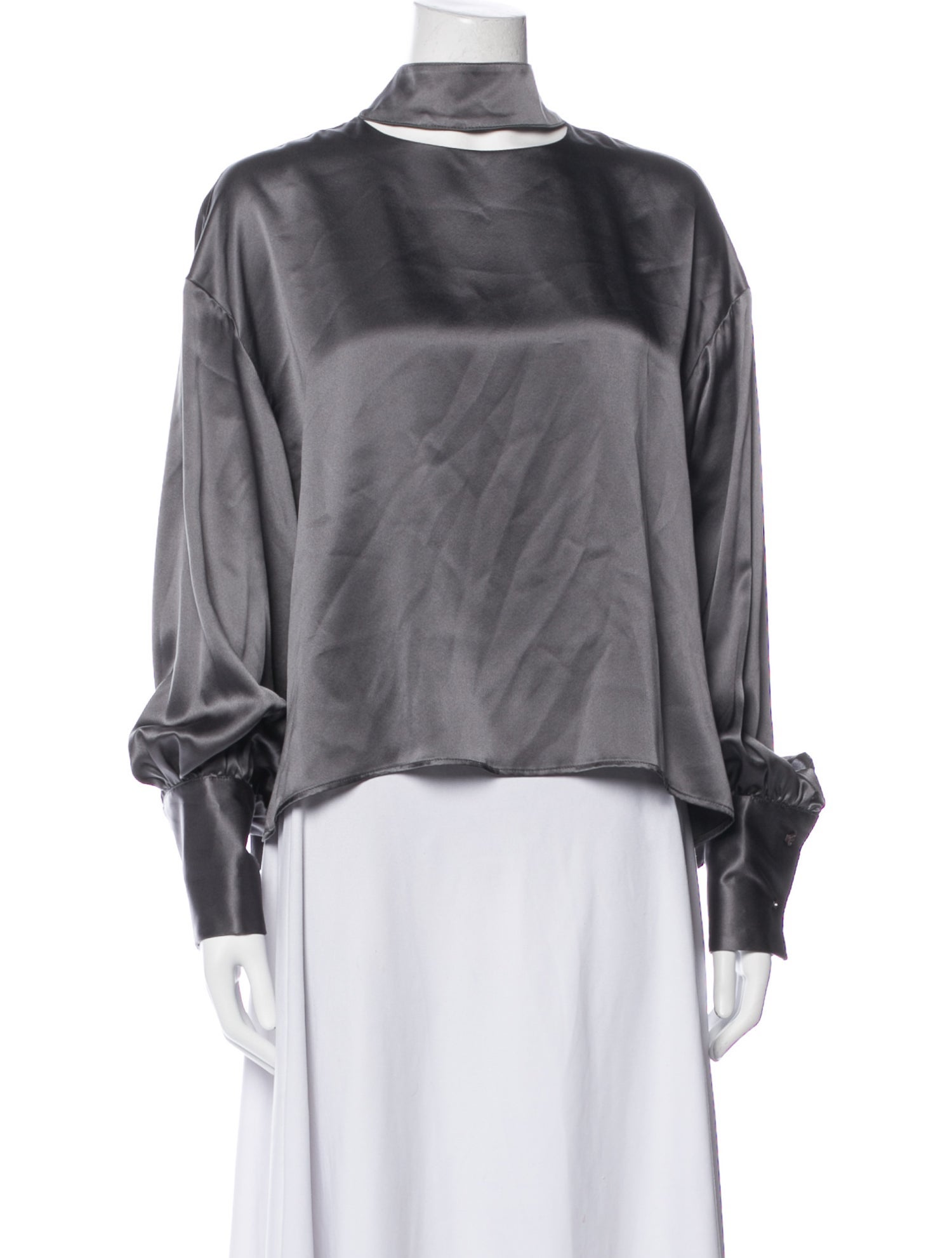 Fiorla Silk Mock Neck Blouse