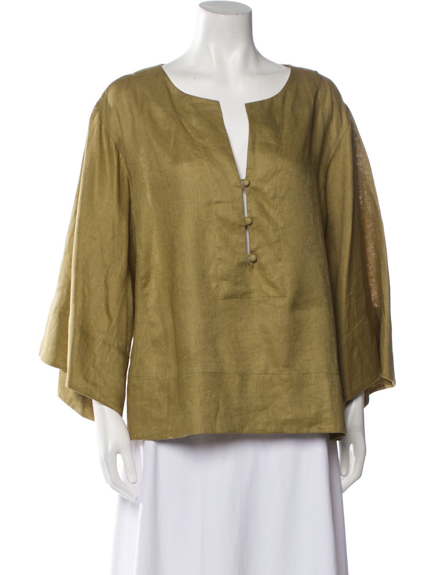 Fil De Vie V-Neck Three-Quarter Sleeve Blouse